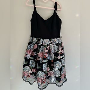 Teeze Me Womens Sequin Fit & Flare Dress